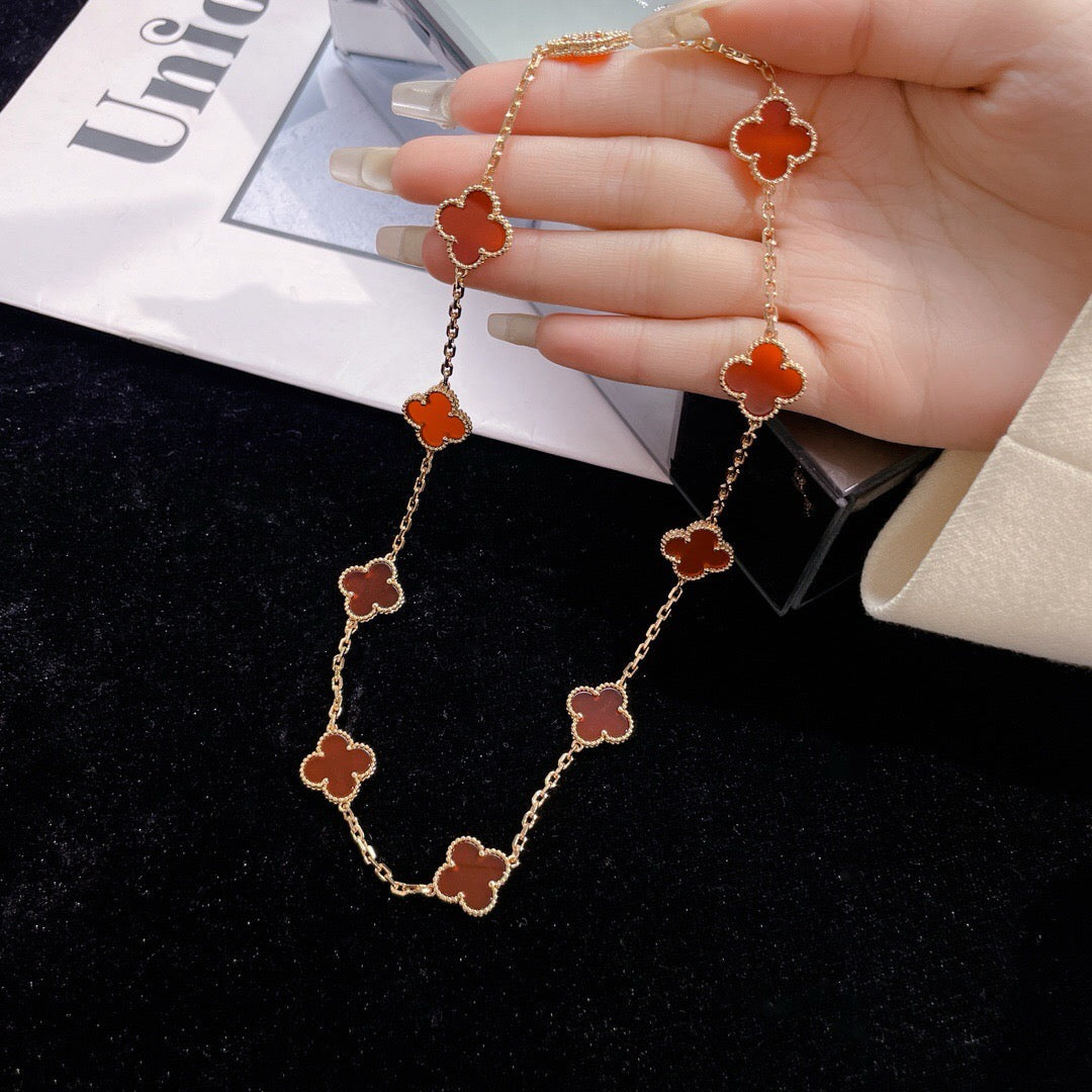 [Imperial] CLOVER 10 MOTIFS CARNELIAN NECKLACE