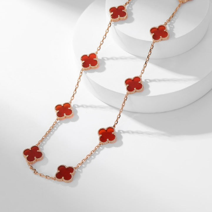 [Imperial] CLOVER 10 MOTIFS CARNELIAN NECKLACE