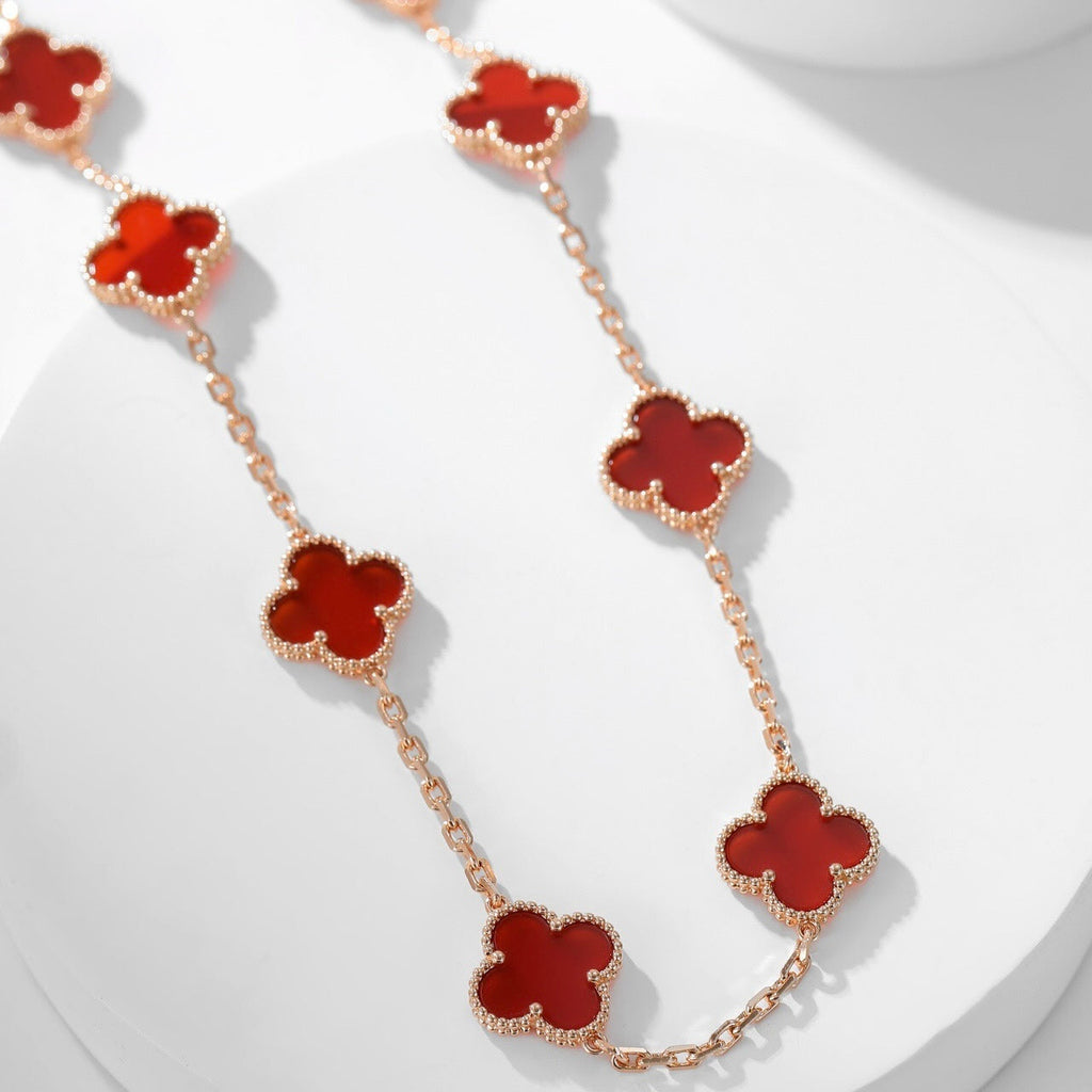 [Imperial] CLOVER 10 MOTIFS CARNELIAN NECKLACE