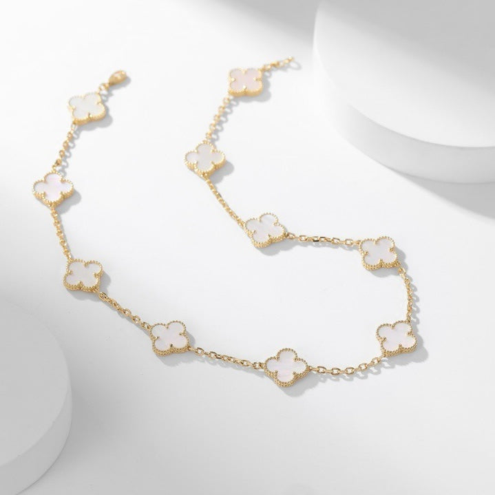 [Imperial] CLOVER 10 MOTIFS WHITE MOTHER OF PEARL NECKLACE
