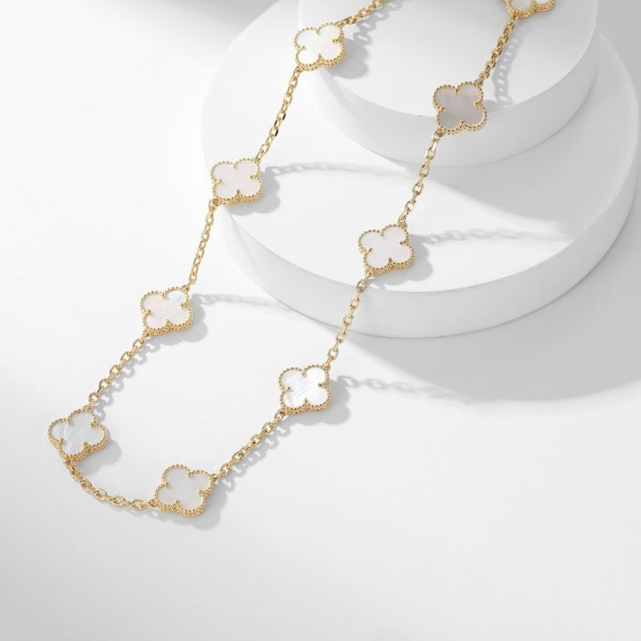 [Imperial] CLOVER 10 MOTIFS WHITE MOTHER OF PEARL NECKLACE
