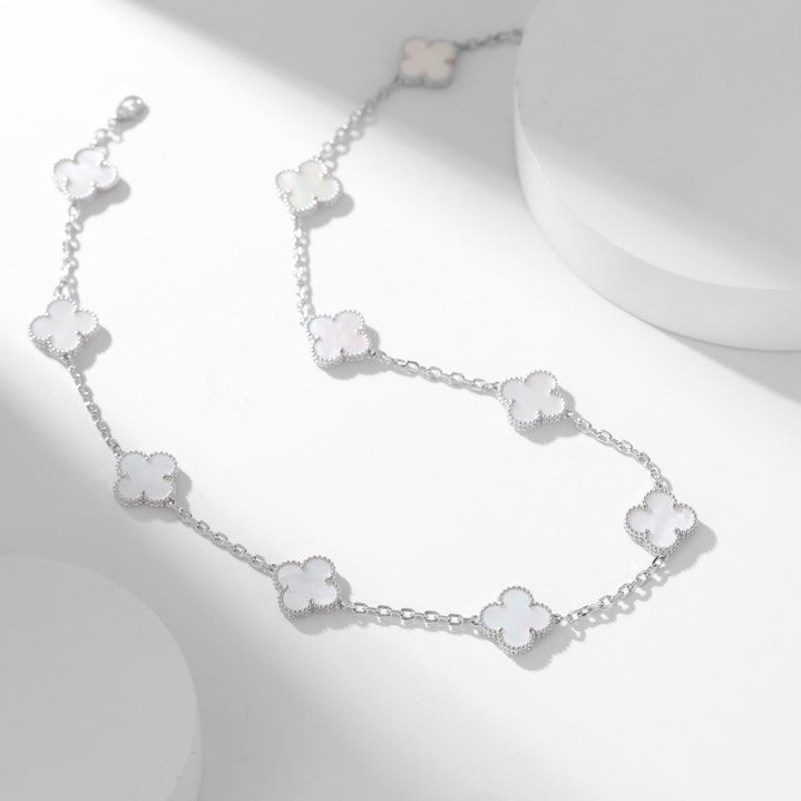 [Imperial] CLOVER 10 MOTIFS WHITE MOTHER OF PEARL NECKLACE