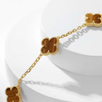 [Imperial] CLOVER 10 MOTIFS TIGER EYE NECKLACE