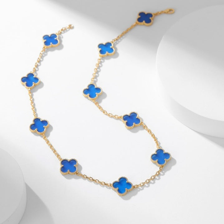 [Imperial] CLOVER 10 MOTIFS BLUE AGATE NECKLACE