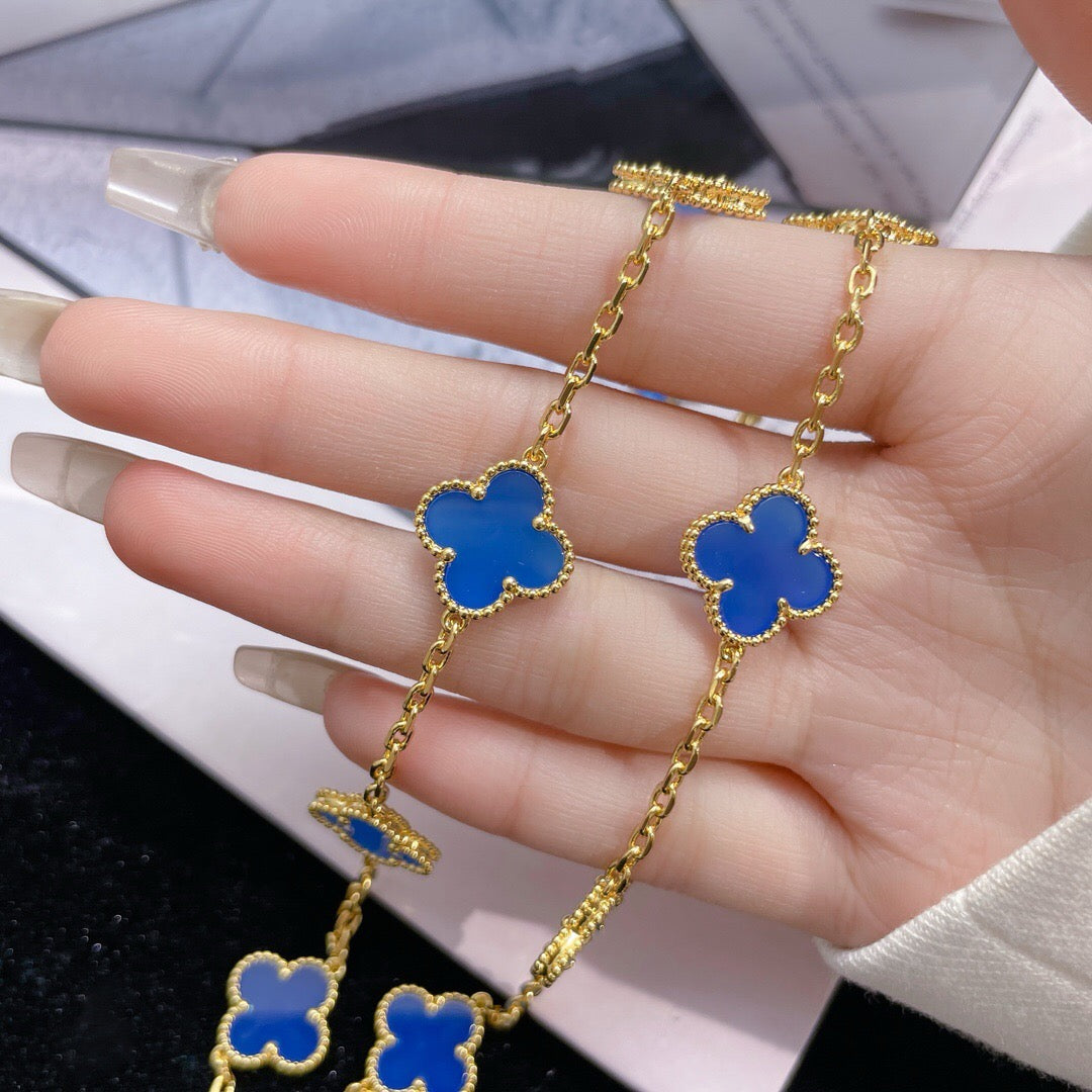 [Imperial] CLOVER 10 MOTIFS BLUE AGATE NECKLACE