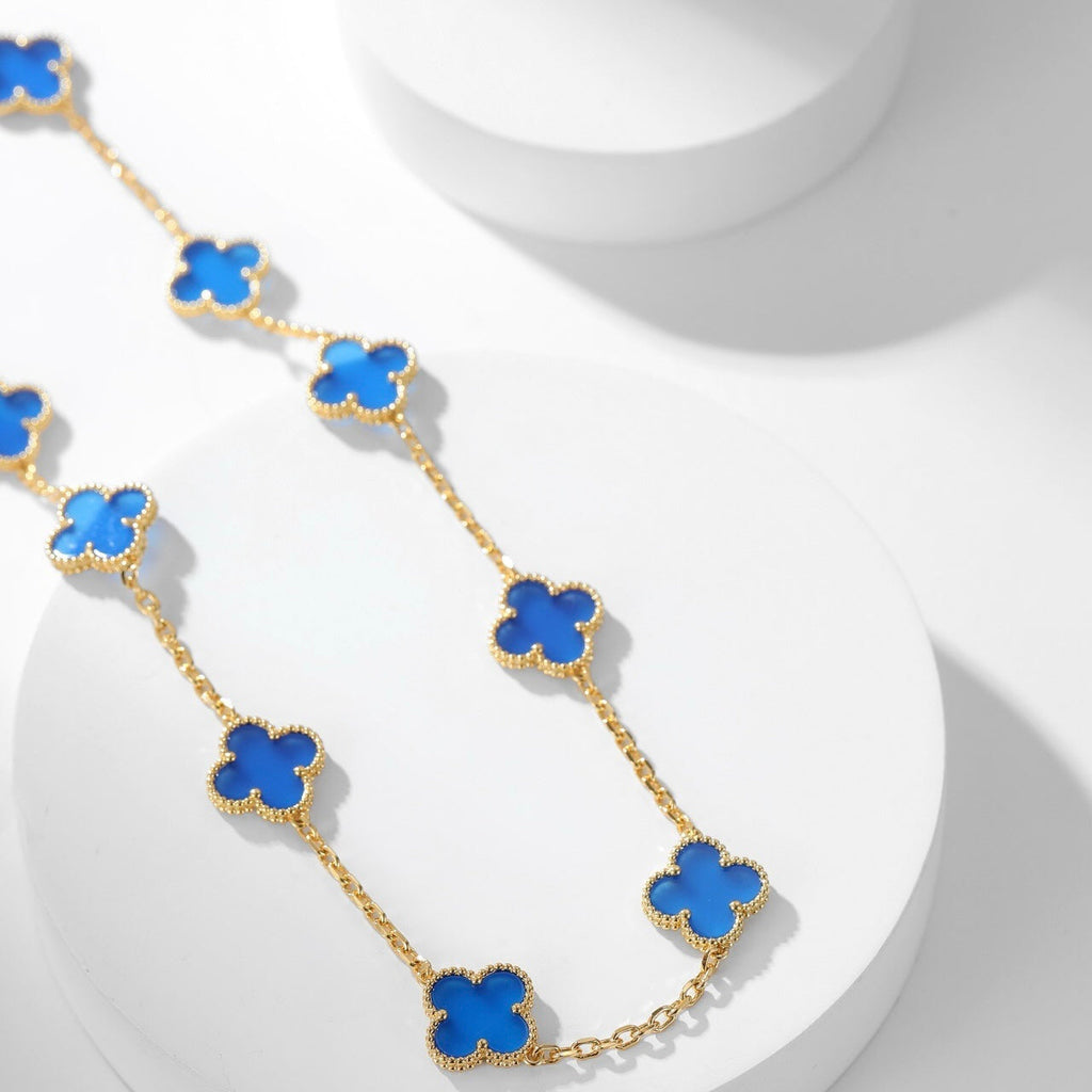 [Imperial] CLOVER 10 MOTIFS BLUE AGATE NECKLACE