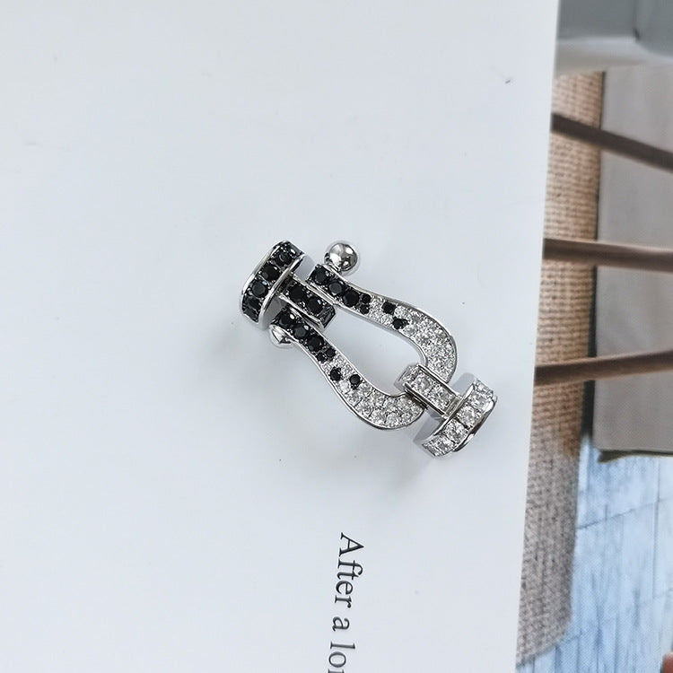 [Imperial] FORCE LARGE HORSESHOE BLACK WHITE DIAMOND BRACELET ROSE GOLD