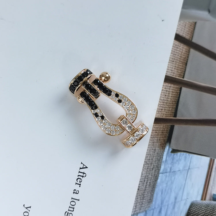 [Imperial] FORCE LARGE HORSESHOE BLACK WHITE DIAMOND BRACELET SILVER