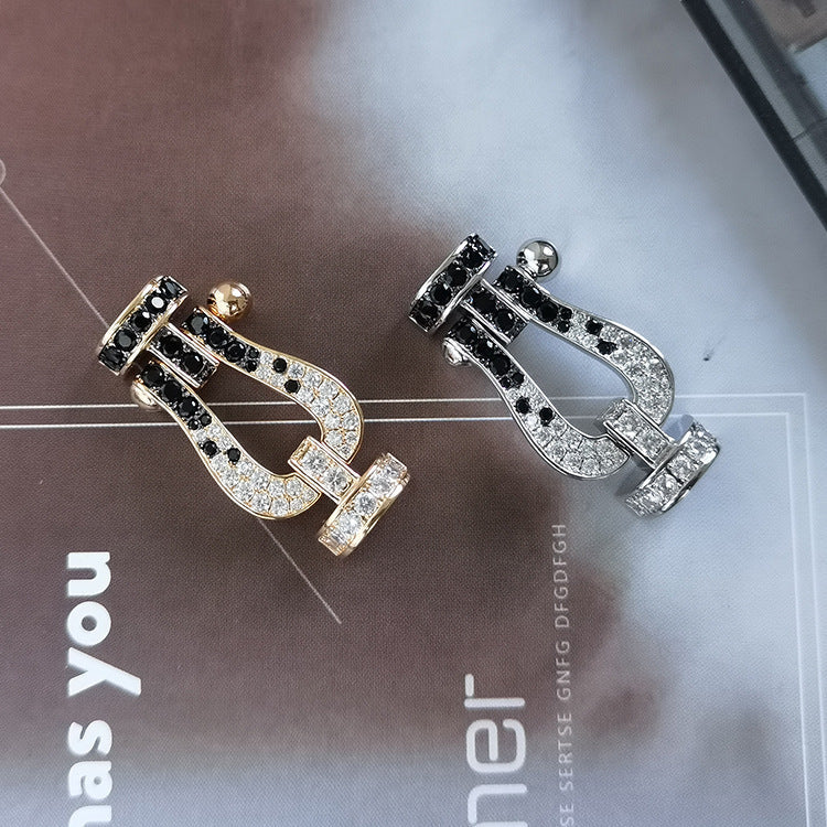 [Imperial] FORCE LARGE HORSESHOE BLACK WHITE DIAMOND BRACELET ROSE GOLD