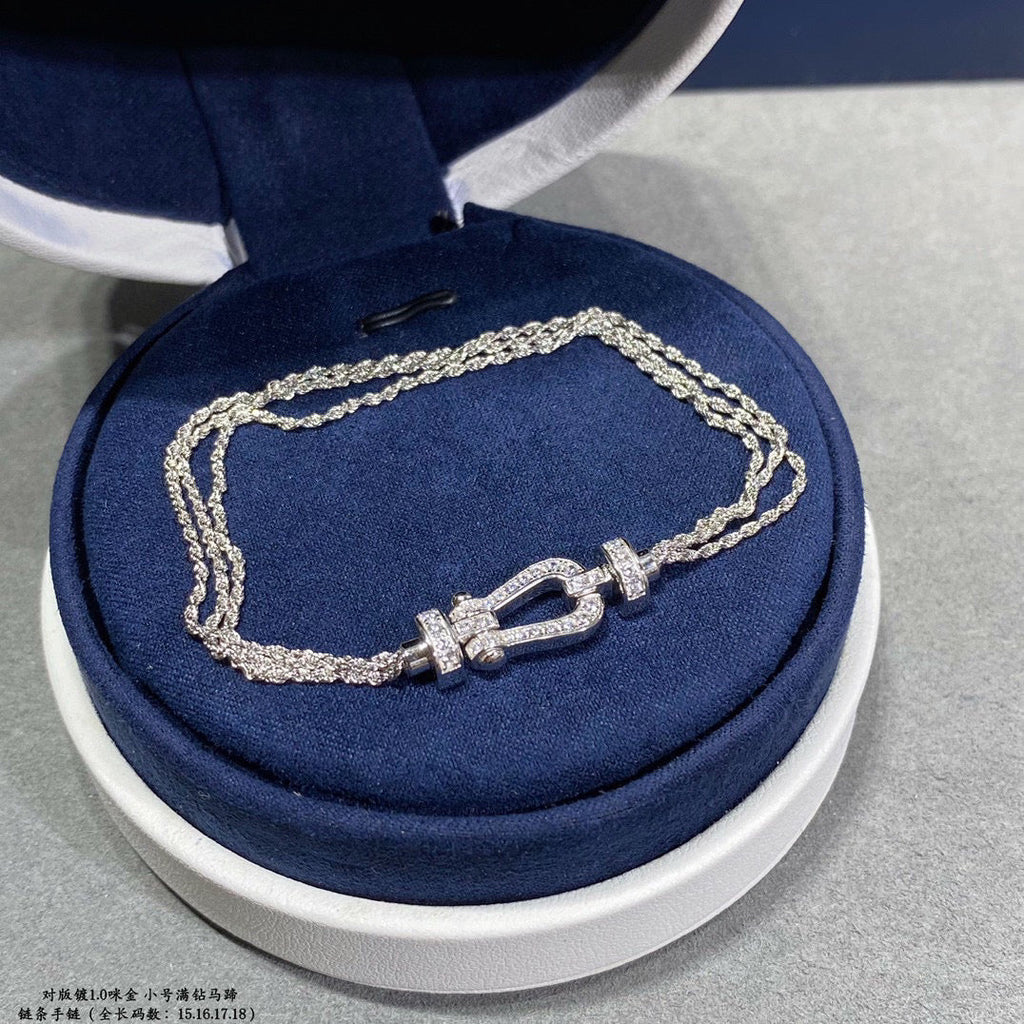 [Imperial] FORCE SMALL HORSESHOE  DIAMOND CHAIN ROPE BRACELET