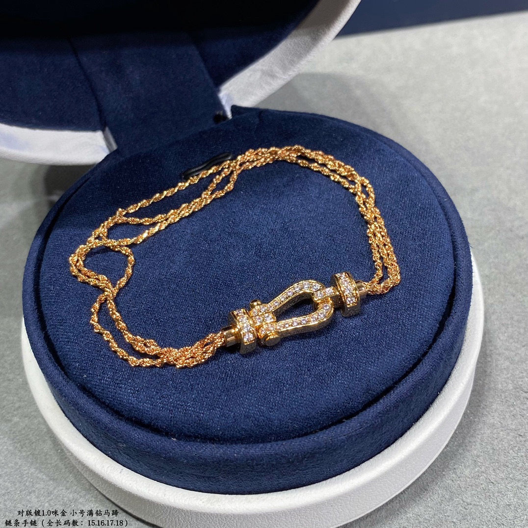 [Imperial] FORCE SMALL HORSESHOE  DIAMOND CHAIN ROPE BRACELET