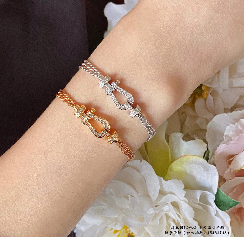 [Imperial] FORCE SMALL HORSESHOE  DIAMOND CHAIN ROPE BRACELET