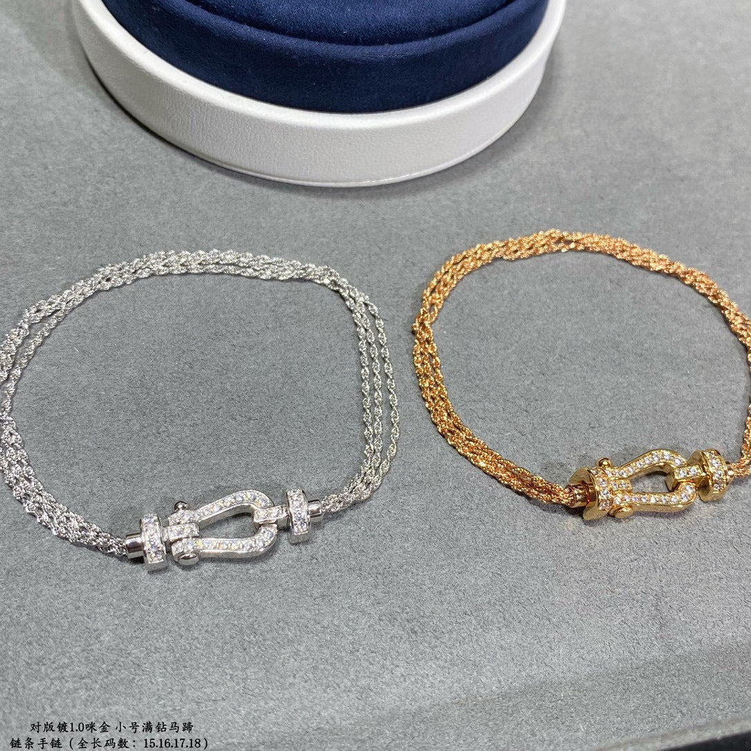 [Imperial] FORCE SMALL HORSESHOE  DIAMOND CHAIN ROPE BRACELET