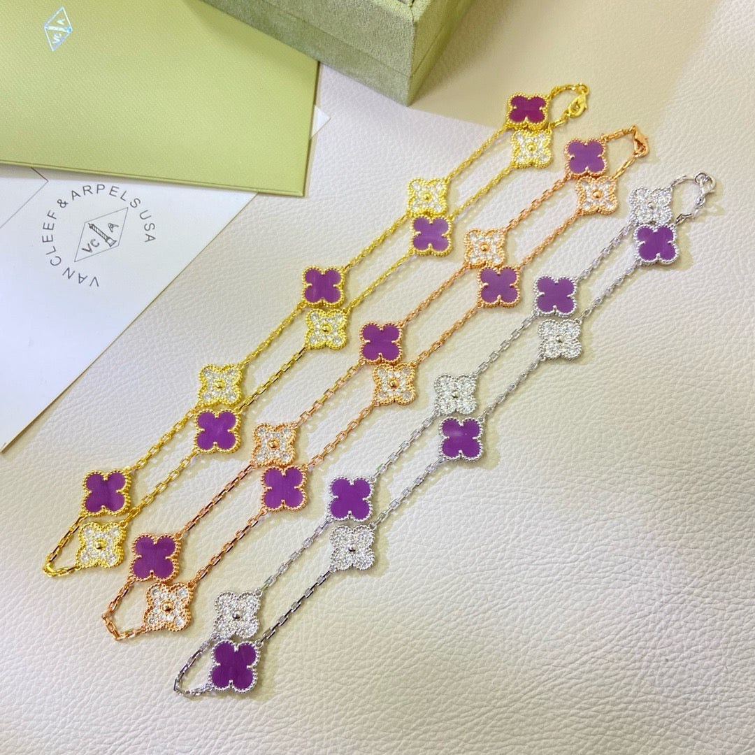 [Imperial] CLOVER 10 MOTIFS  PURPLE VIOLET DIAMOND NECKLACE