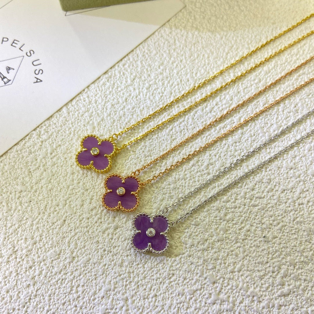 [Imperial] CLOVER 15MM DIAMOND  PURPLE VIOLET NECKLACE