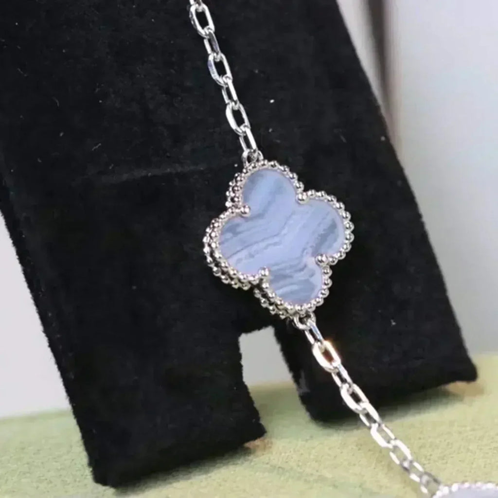 [Imperial]New  CLOVER 5 MOTIF PURPLE CHALCEDONY BRACELET COLLECTION