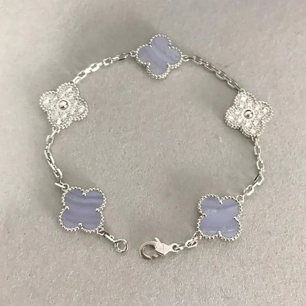 [Imperial]New  CLOVER 5 MOTIF PURPLE CHALCEDONY BRACELET COLLECTION