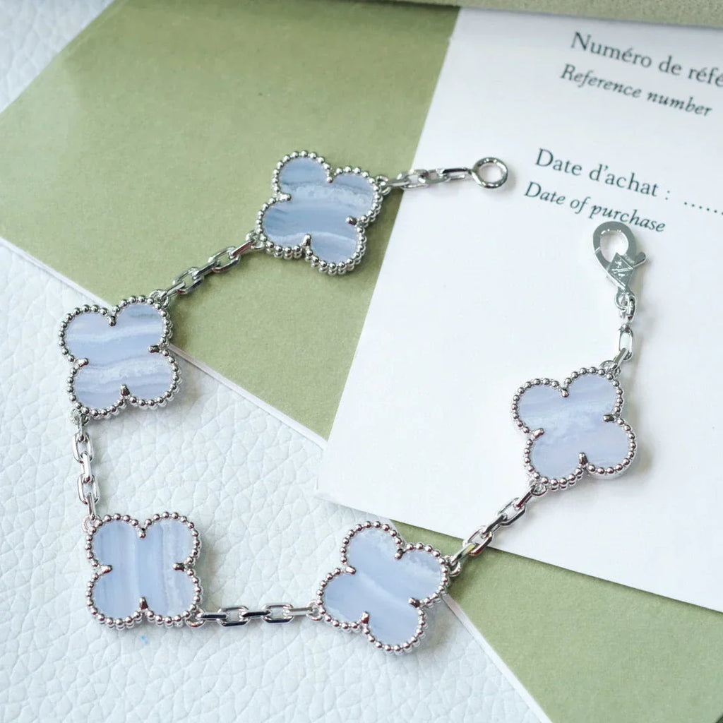 [Imperial]New  CLOVER 5 MOTIF PURPLE CHALCEDONY BRACELET COLLECTION