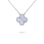 [Imperial] CLOVER 15MM BLUE CHALCEDONY NECKLACE SILVER