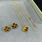[Imperial] CLOVER 15MM DIAMOND AND YELLOW TIGER'S EYE AGATE necklace