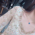 [Imperial] CLOVER 15MM DIAMOND AND BLUE AGATE NECKLACE