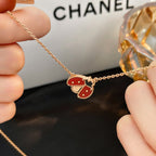 [Imperial] LUCKY  CARNELIANS LADYBUG NECKLACE