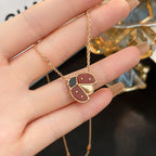 [Imperial] LUCKY  CARNELIANS LADYBUG NECKLACE