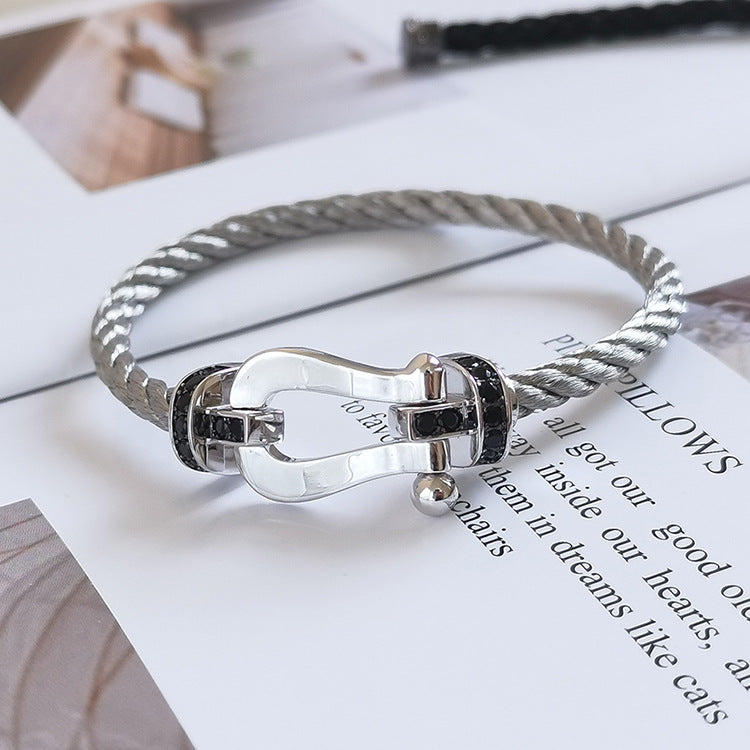 [Imperial] FORCE LARGE HORSESHOE BLACK DIAMOND BRACELET SILVER