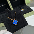 [Imperial] CLOVER 15MM DIAMOND AND BLUE AGATE NECKLACE