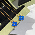 [Imperial] CLOVER 15MM DIAMOND AND BLUE AGATE NECKLACE