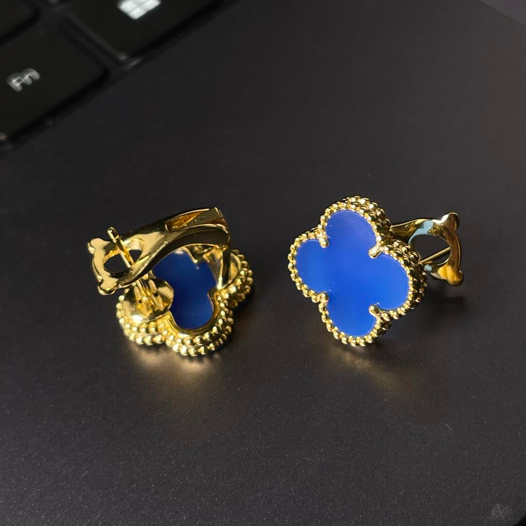 [Imperial] CLOVER LARGE (20mm) 1 MOTIFS BLUE MOP STUD EARRINGS