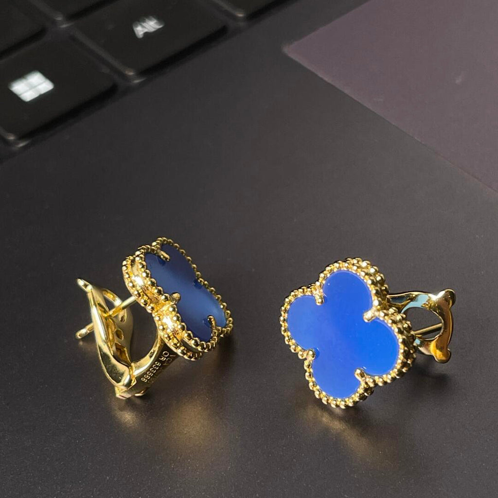 [Imperial] CLOVER LARGE (20mm) 1 MOTIFS BLUE MOP STUD EARRINGS