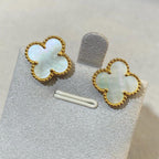 [Imperial] CLOVER LARGE (20mm) 1 MOTIFS WHITE MOP STUD EARRINGS