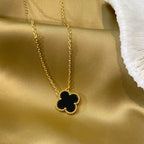 [Imperial] CLOVER 15MM BLACK ONYX SINGLE FLOWER NECKLACE