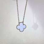 [Imperial] CLOVER 15MM BLUE CHALCEDONY NECKLACE SILVER