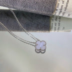 [Imperial] CLOVER 15MM BLUE CHALCEDONY NECKLACE SILVER