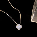 [Imperial] CLOVER 15MM BLUE CHALCEDONY NECKLACE SILVER