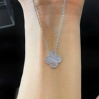 [Imperial] CLOVER 15MM BLUE CHALCEDONY NECKLACE SILVER