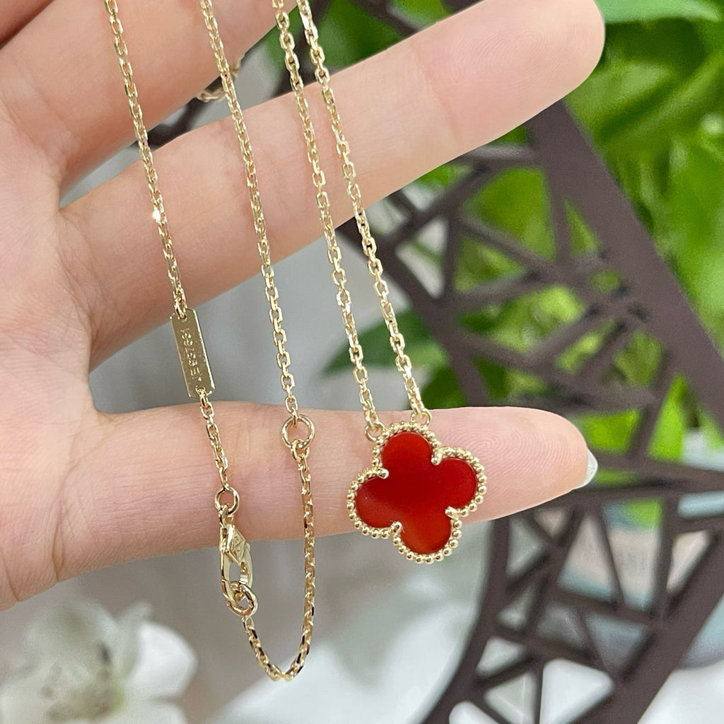 [Imperial] CLOVER 15MM CARNELIAN SINGLE FLOWER NECKLACE