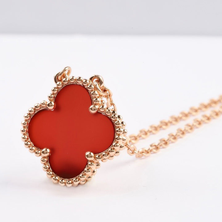 [Imperial] CLOVER 15MM CARNELIAN SINGLE FLOWER NECKLACE