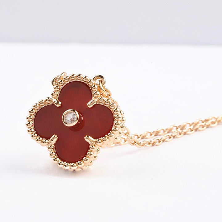 [Imperial] CLOVER 15MM DIAMOND CARNELIAN NECKLACE