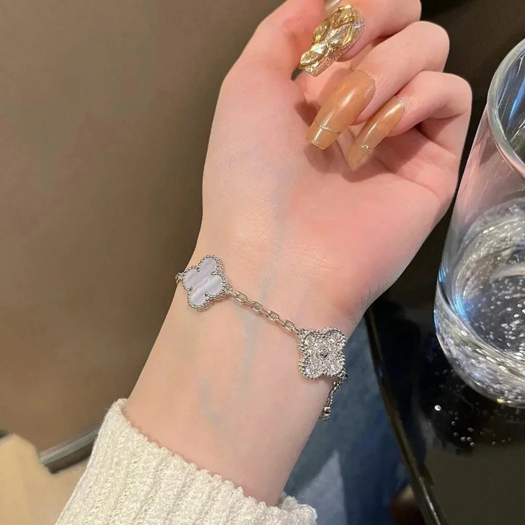[Imperial]New  CLOVER 5 MOTIF PURPLE CHALCEDONY BRACELET COLLECTION