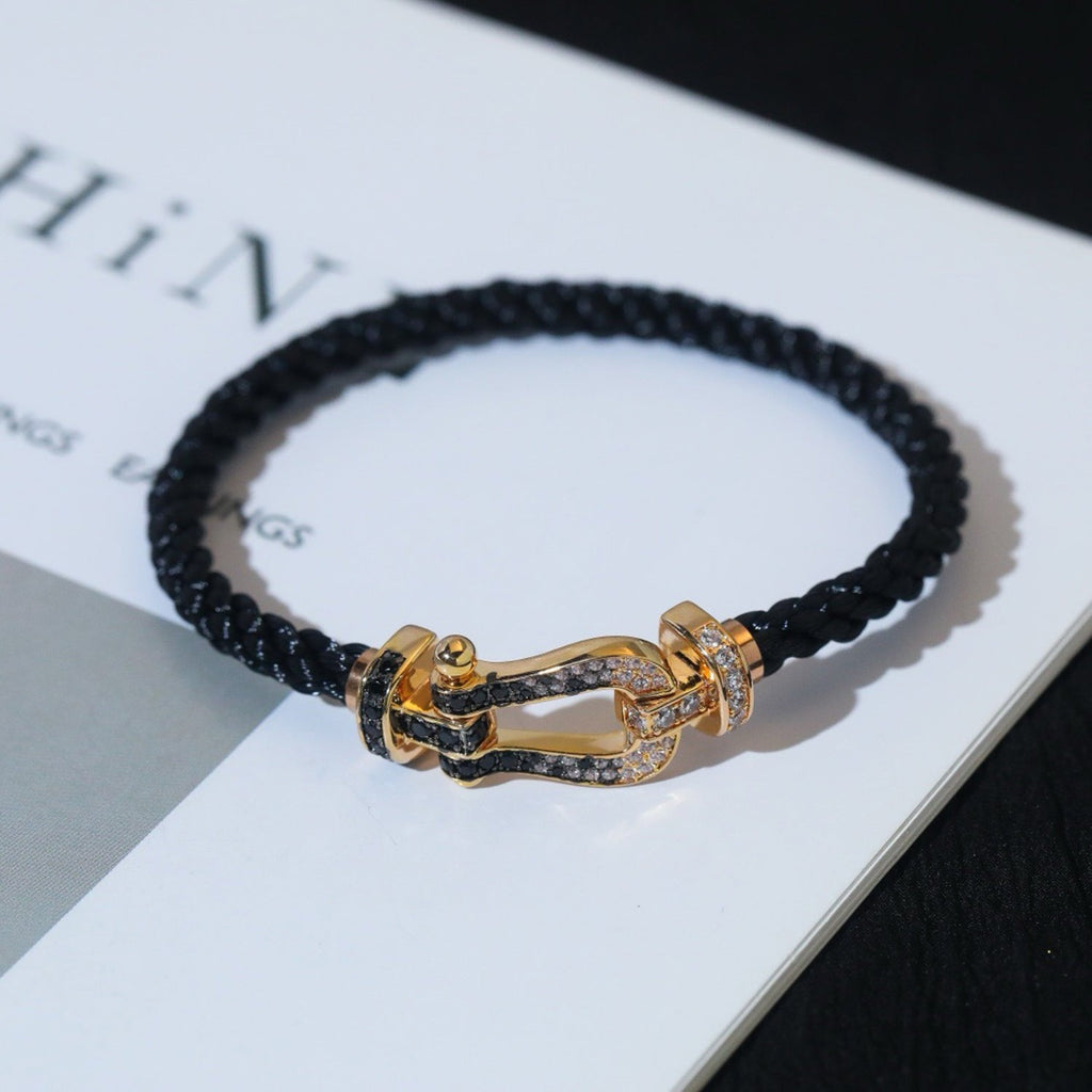[Imperial] FORCE LARGE HORSESHOE BLACK WHITE DIAMOND BRACELET SILVER