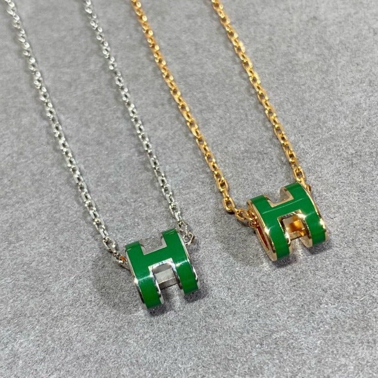 [Imperial] POP H GREEN NECKLACE SILVER AND GOLD