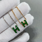 [Imperial] POP H GREEN NECKLACE SILVER AND GOLD