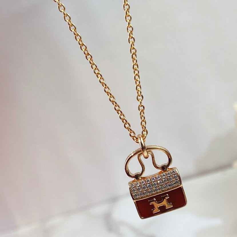 [Imperial] CONSTANCE RED PEDANT PINK GOLD NECKLACE
