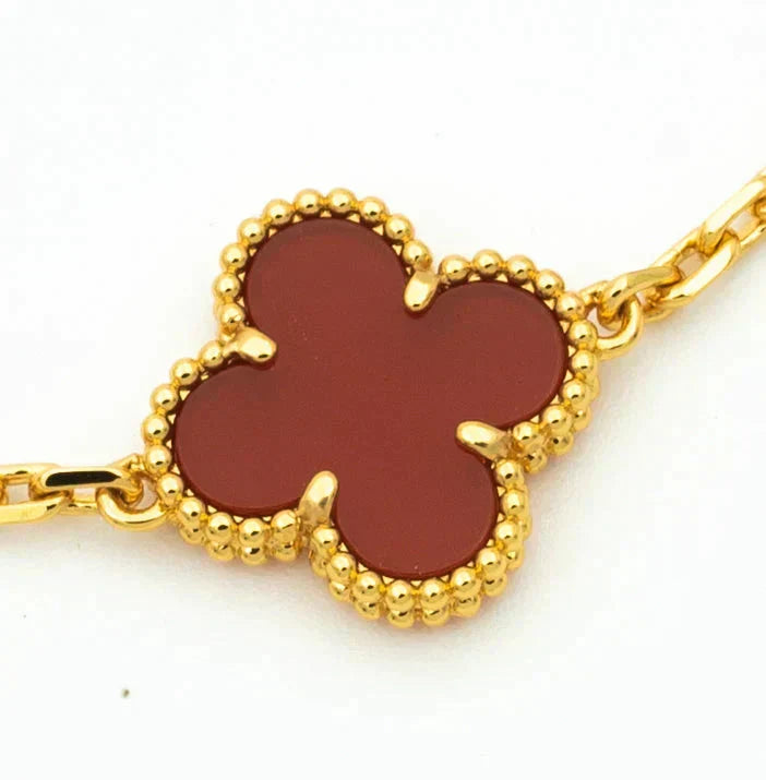 [Imperial]New  CLOVER 5 MOTIF RED CORNELIAN BRACELET COLLECTION