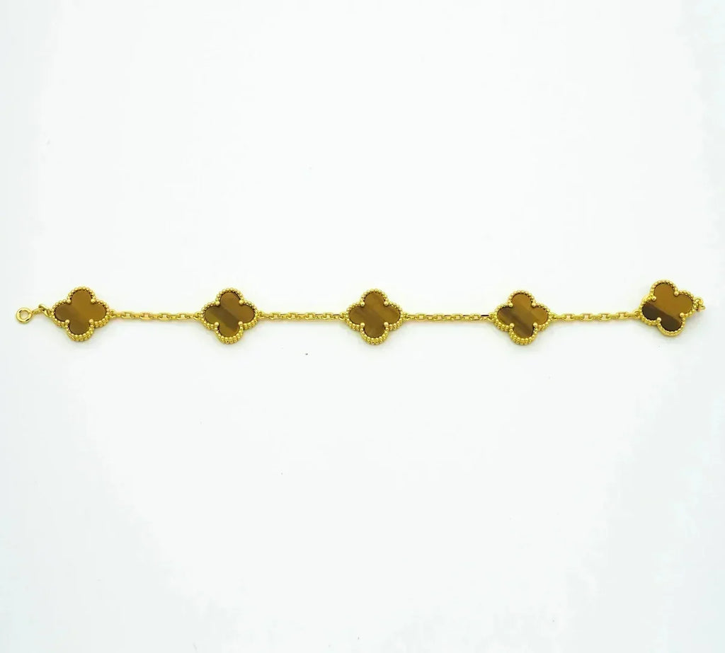 [Imperial]New  CLOVER 5 MOTIFS TIGER EYE BRACELET COLLECTION