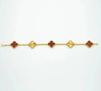 [Imperial]New  CLOVER 5 MOTIF RED CORNELIAN BRACELET COLLECTION
