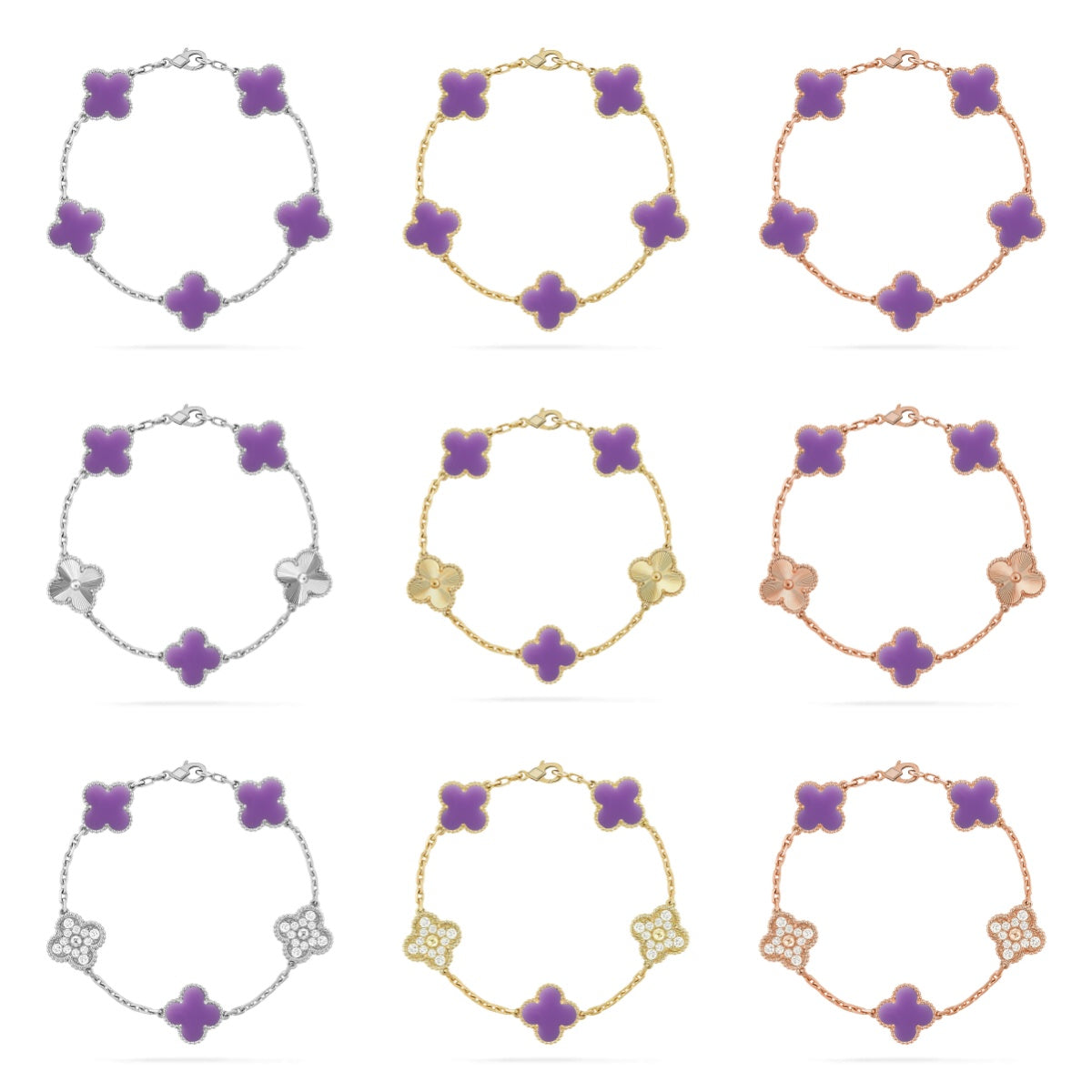 [Imperial]New CLOVER 5 MOTIF LIGHT PURPLE BRACELET COLLECTION